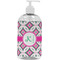 Linked Circles & Diamonds Plastic Soap / Lotion Dispenser (16 oz - Large - White) (Personalized)