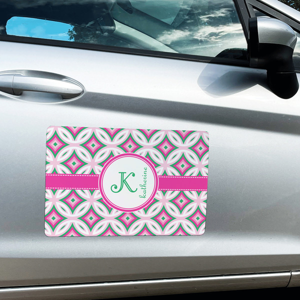 Linked Circles & Diamonds Large Rectangle Car Magnets- In Context