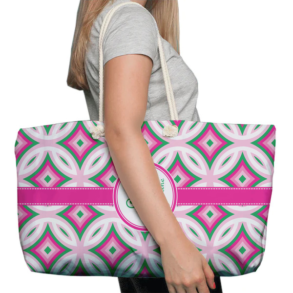 Linked Circles & Diamonds Large Rope Tote Bag - In Context View