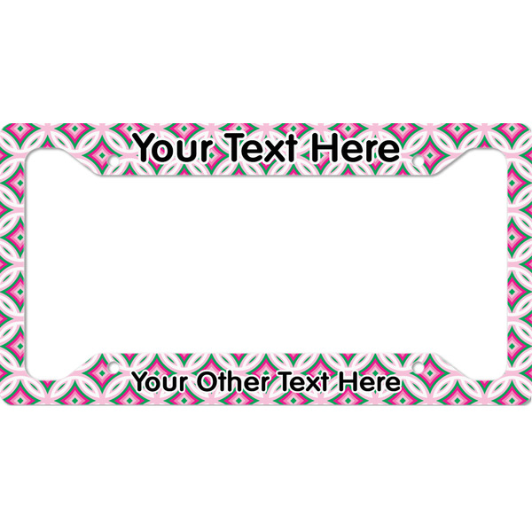 Custom Linked Circles & Diamonds License Plate Frame - Style A (Personalized)