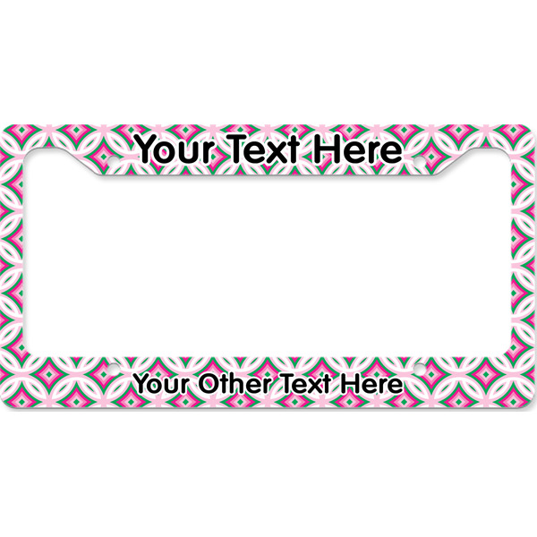 Custom Linked Circles & Diamonds License Plate Frame - Style B (Personalized)