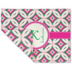 Linked Circles & Diamonds Double-Sided Linen Placemat - Single w/ Name and Initial