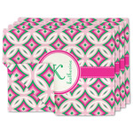 Linked Circles & Diamonds Linen Placemat w/ Name and Initial