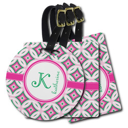Linked Circles & Diamonds Plastic Luggage Tag (Personalized)
