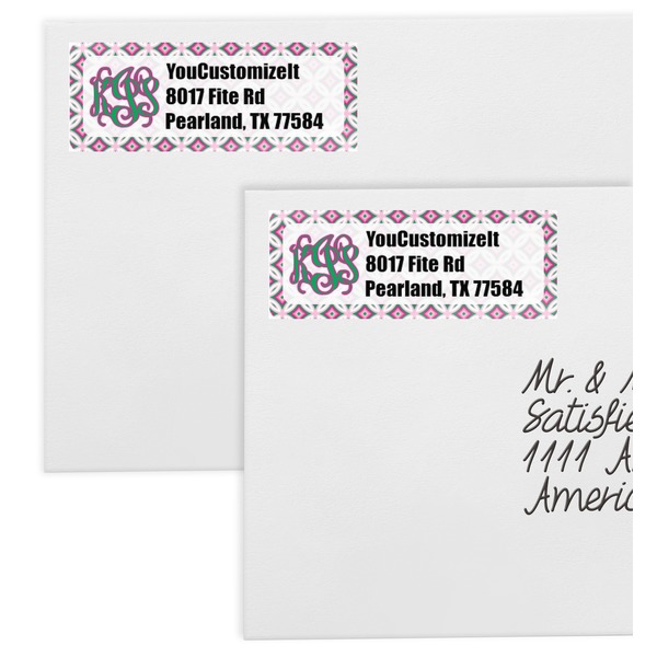 Linked Circles & Diamonds Mailing Labels - Double Stack Close Up