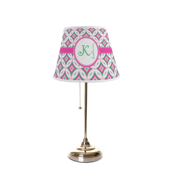 Linked Circles & Diamonds Poly Film Empire Lampshade - On Stand