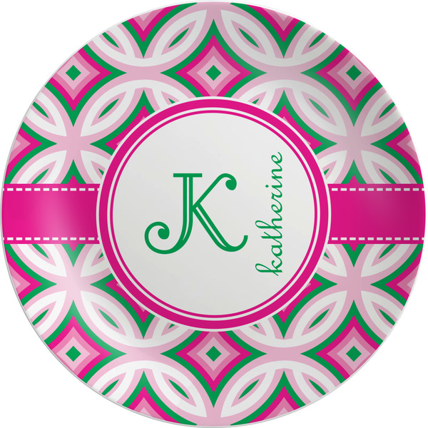 Custom Linked Circles & Diamonds Melamine Plate (Personalized)