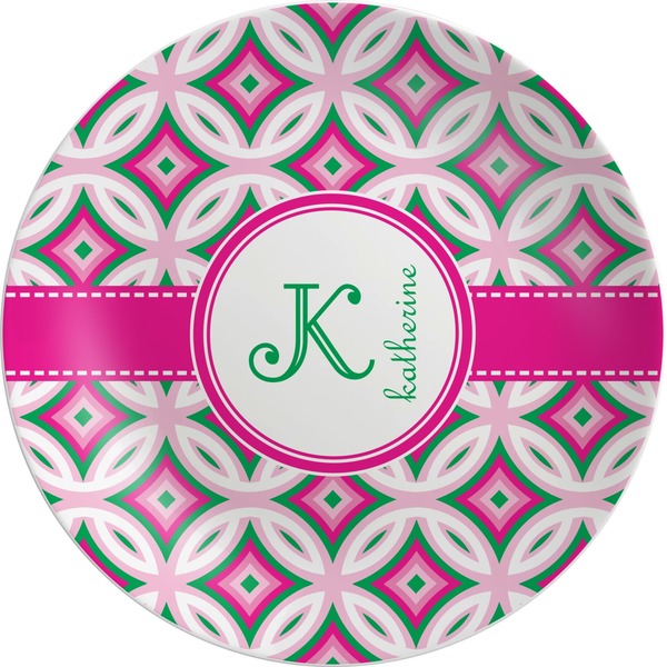 Custom Linked Circles & Diamonds Melamine Plate (Personalized)