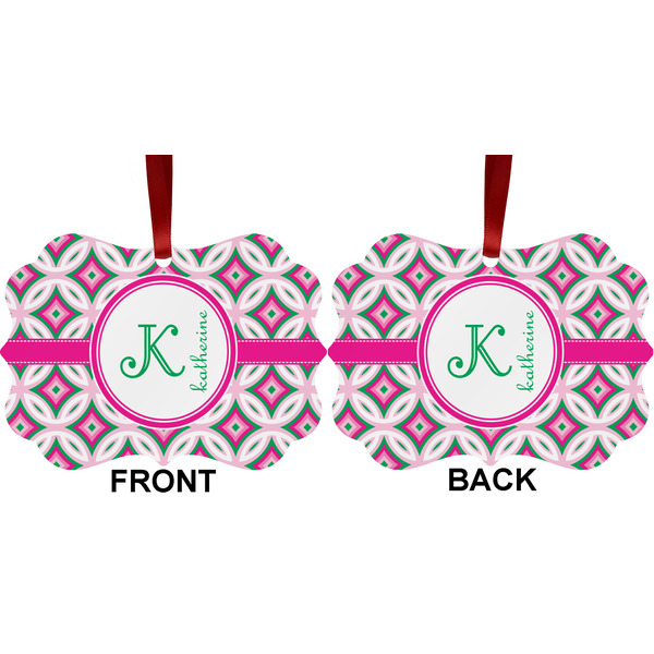 Linked Circles & Diamonds Metal Benilux Ornament - Front and Back (APPROVAL)