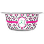 Linked Circles & Diamonds Stainless Steel Dog Bowl - Large (Personalized)