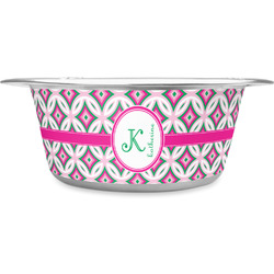 Linked Circles & Diamonds Stainless Steel Dog Bowl - Large (Personalized)