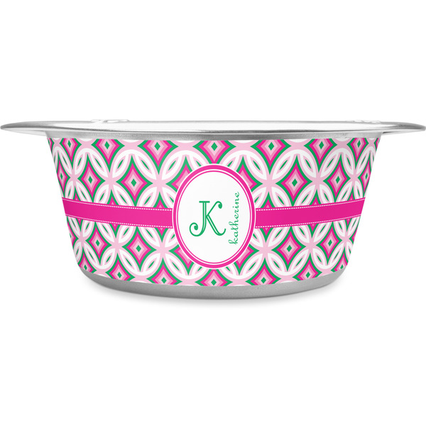 Custom Linked Circles & Diamonds Stainless Steel Dog Bowl (Personalized)