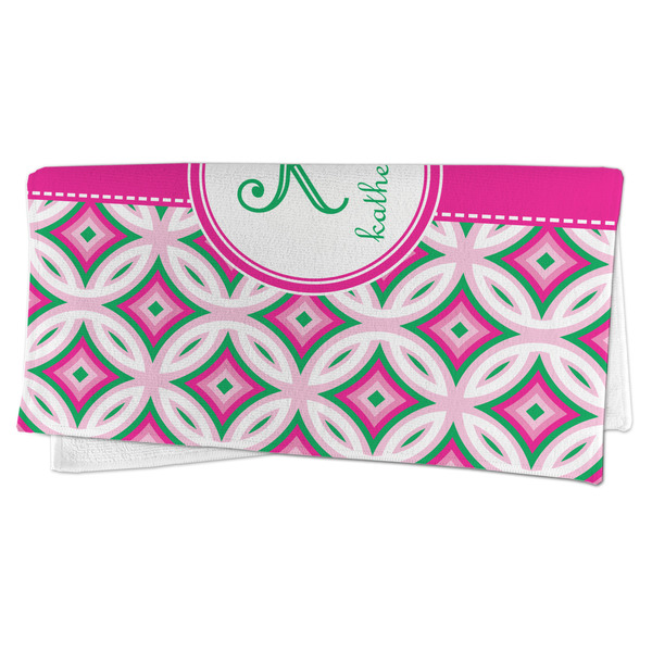 Linked Circles & Diamonds Microfiber Dish Rag - FOLDED (half)