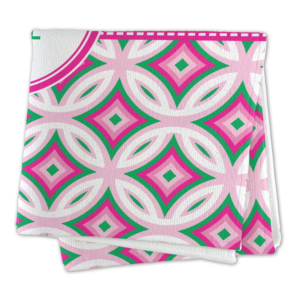 Linked Circles & Diamonds Microfiber Dish Rag - FOLDED (square)