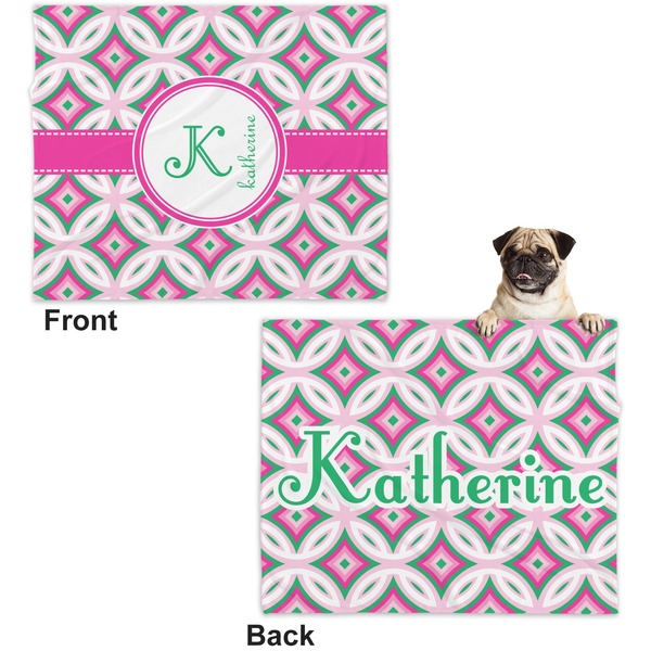 Linked Circles & Diamonds Microfleece Dog Blanket - Large- Front & Back