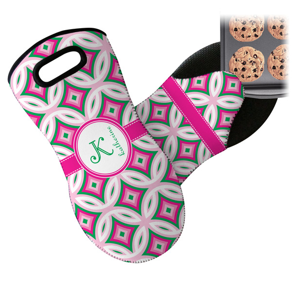 Linked Circles & Diamonds Neoprene Oven Mitt