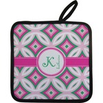 Linked Circles & Diamonds Pot Holder w/ Name and Initial