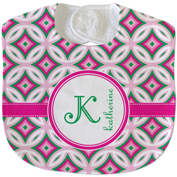 Linked Circles & Diamonds New Baby Bib - Closed and Folded
