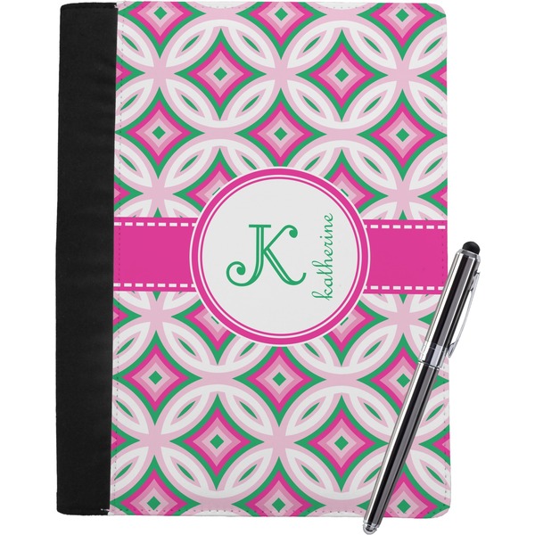 Custom Linked Circles & Diamonds Notebook Padfolio - Large w/ Name and Initial