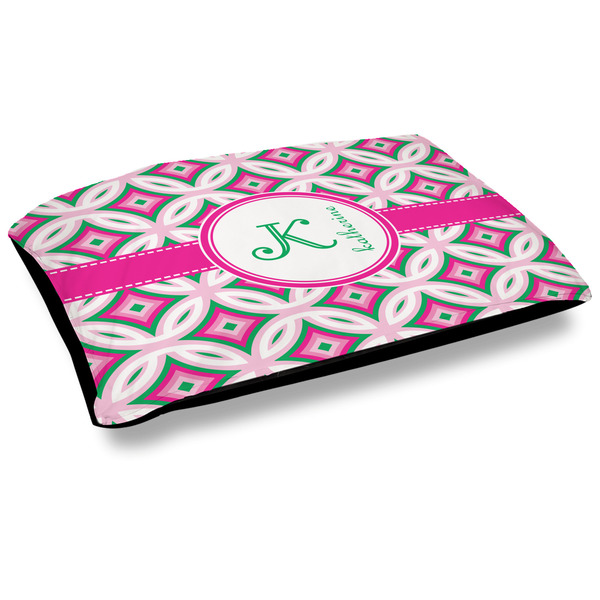 Custom Linked Circles & Diamonds Dog Bed w/ Name and Initial