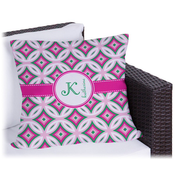 Custom Linked Circles & Diamonds Outdoor Pillow (Personalized)