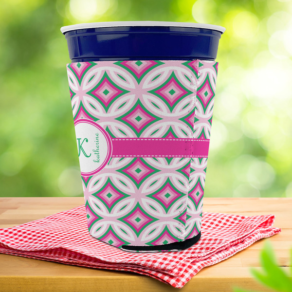 Linked Circles & Diamonds Party Cup Sleeves - with bottom - Lifestyle