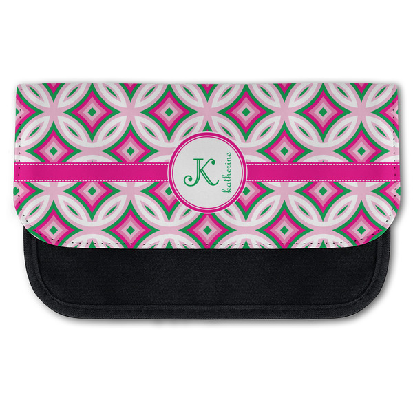 Custom Linked Circles & Diamonds Canvas Pencil Case w/ Name and Initial