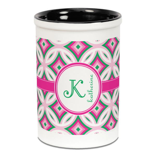 Linked Circles & Diamonds Pencil Holder - Black