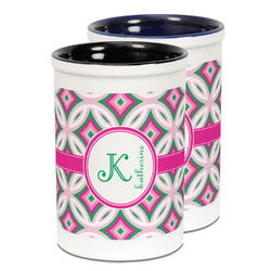Linked Circles & Diamonds Ceramic Pencil Holder - Large