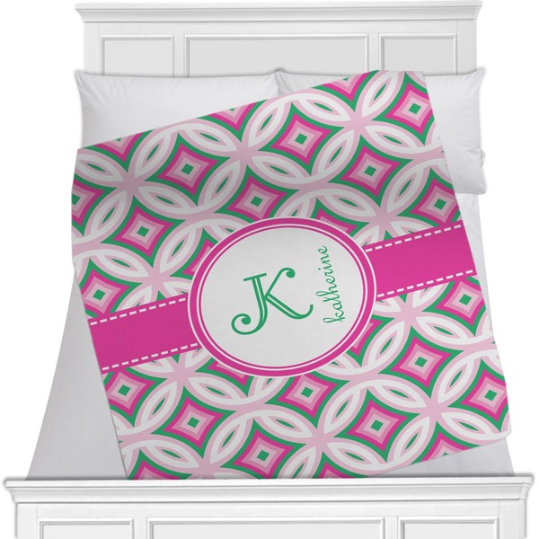 Custom Linked Circles & Diamonds Minky Blanket - Toddler / Throw - 60"x50" - Double Sided (Personalized)