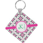Linked Circles & Diamonds Diamond Plastic Keychain w/ Name and Initial