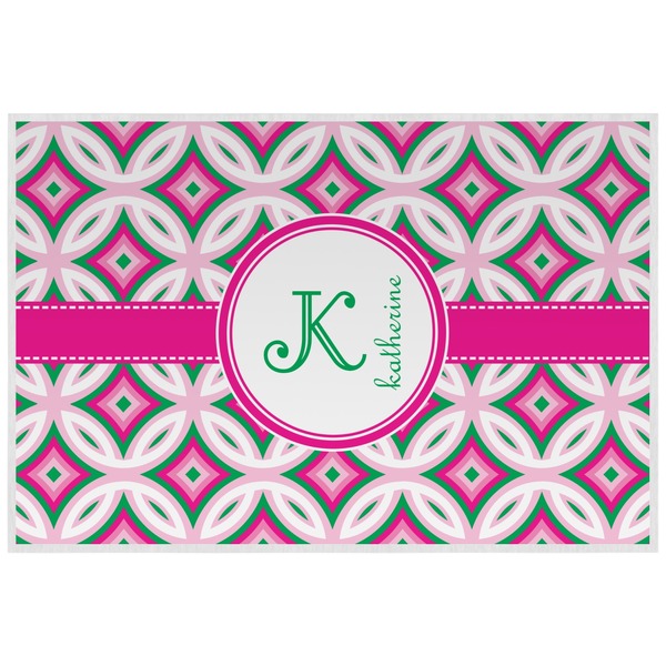 Custom Linked Circles & Diamonds Laminated Placemat w/ Name and Initial