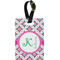 Linked Circles & Diamonds Plastic Luggage Tag - Rectangular w/ Name and Initial