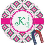 Linked Circles & Diamonds Round Fridge Magnet (Personalized)