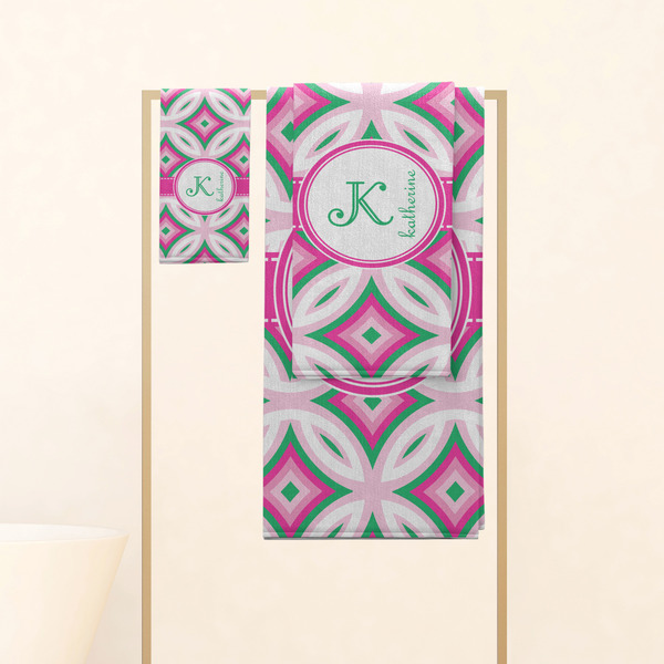 Linked Circles & Diamonds Personalized Towel Set