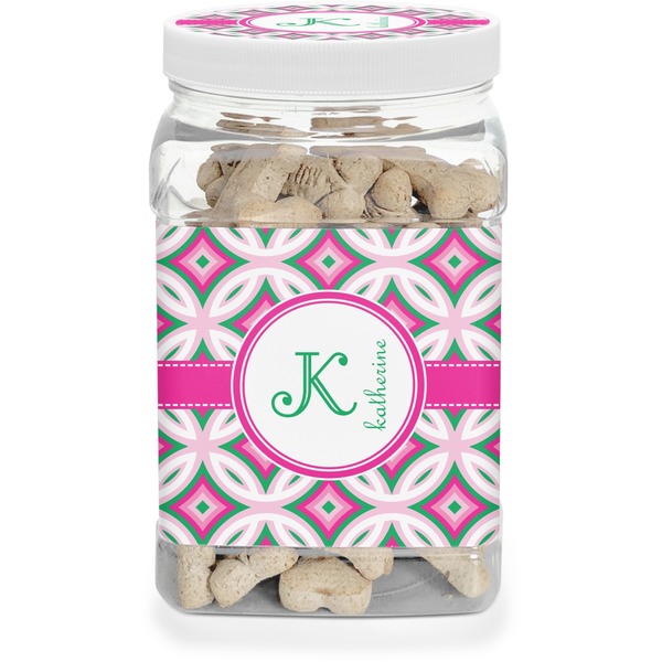 Custom Linked Circles & Diamonds Dog Treat Jar (Personalized)