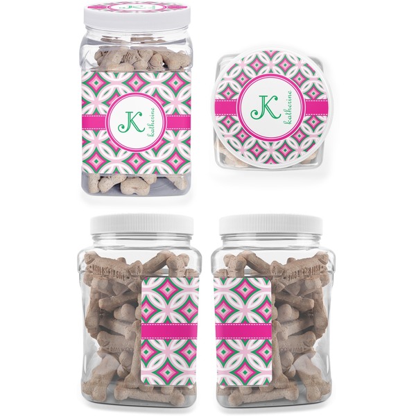 Linked Circles & Diamonds Pet Treat Jar - Multiple Angles