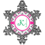 Linked Circles & Diamonds Vintage Snowflake Ornament (Personalized)