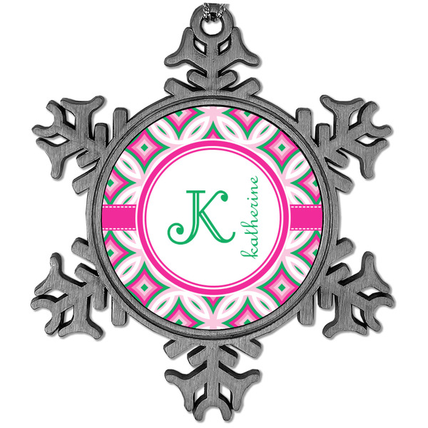Custom Linked Circles & Diamonds Vintage Snowflake Ornament (Personalized)