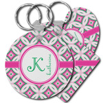 Linked Circles & Diamonds Plastic Keychain (Personalized)