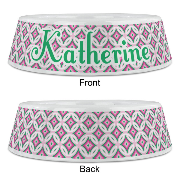 Linked Circles & Diamonds Plastic Pet Bowls - Large - APPROVAL