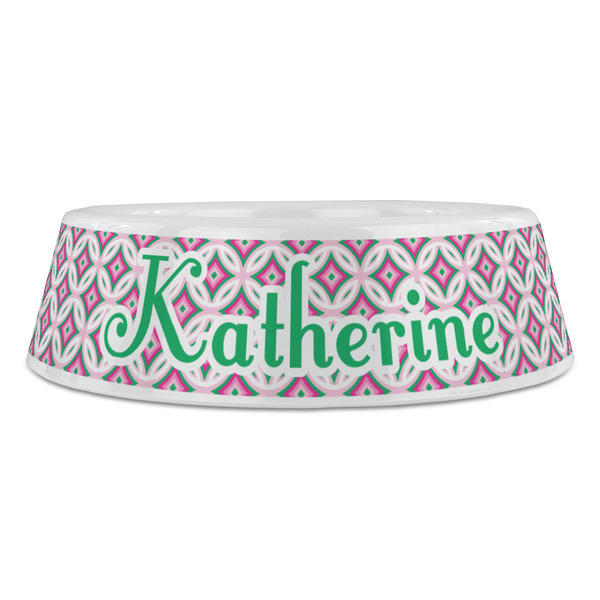 Linked Circles & Diamonds Plastic Pet Bowls - Large - FRONT