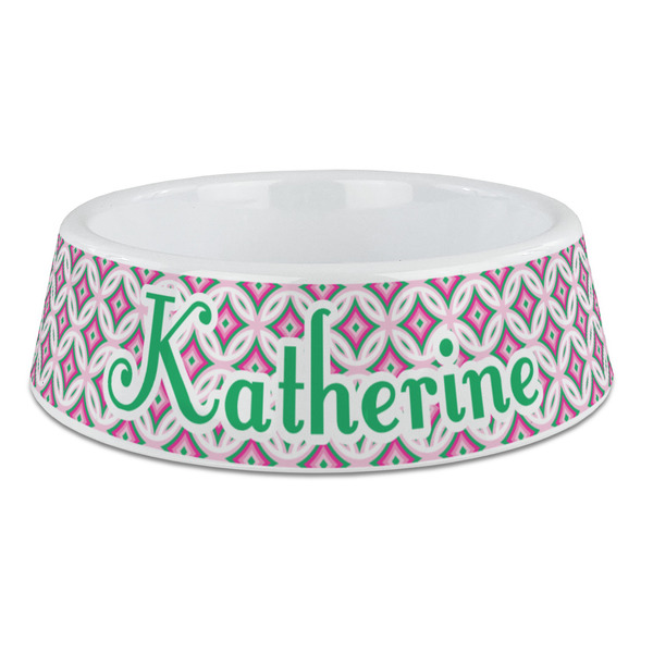 Custom Linked Circles & Diamonds Plastic Dog Bowl - Large (Personalized)