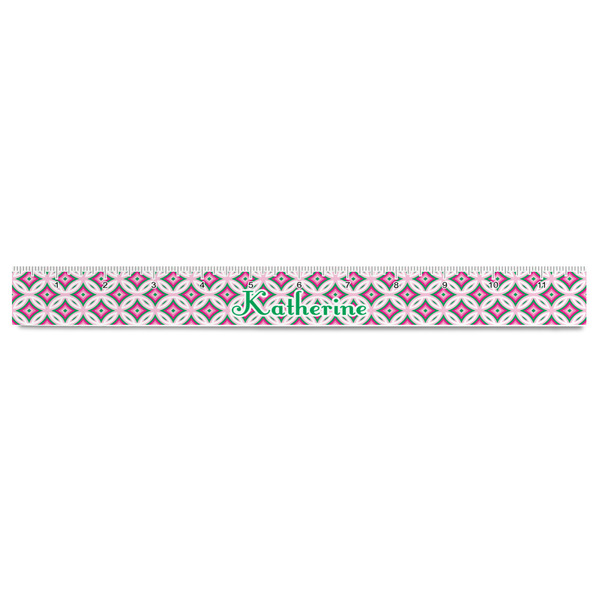 Linked Circles & Diamonds Plastic Ruler - 12" - FRONT