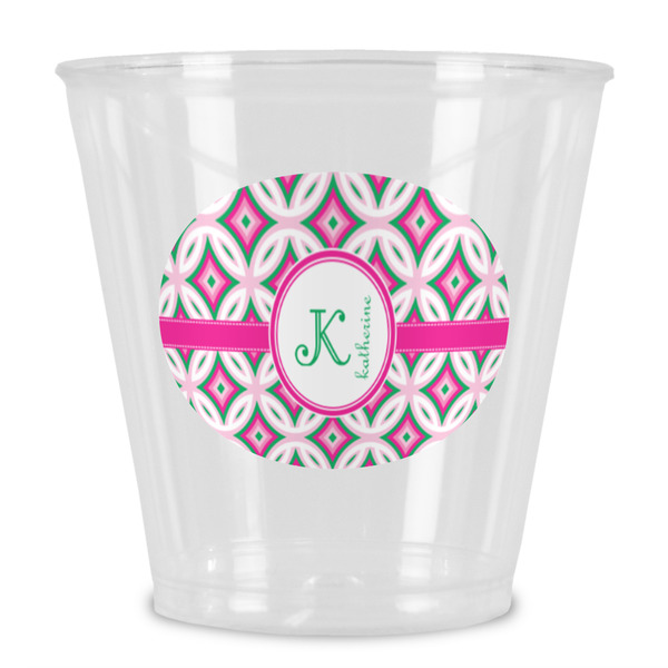 Custom Linked Circles & Diamonds Plastic Shot Glass (Personalized)