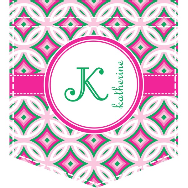 Custom Linked Circles & Diamonds Iron On Faux Pocket (Personalized)
