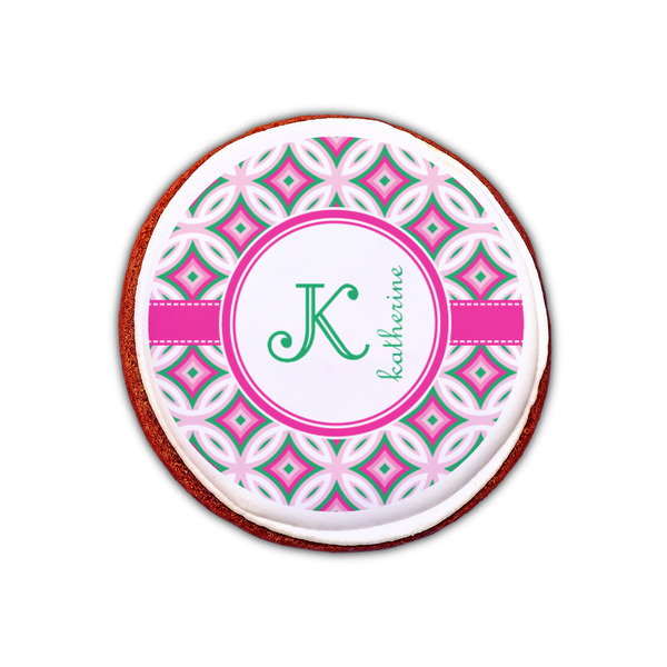 Linked Circles & Diamonds Printed Icing Circle - XSmall - On Cookie
