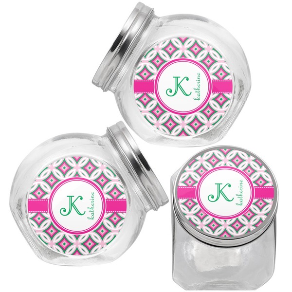 Linked Circles & Diamonds Puppy Treat Jar - Top Left Right