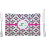 Linked Circles & Diamonds Rectangular Glass Lunch / Dinner Plate - Single or Set (Personalized)
