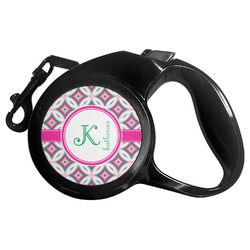 Linked Circles & Diamonds Retractable Dog Leash - Large (Personalized)